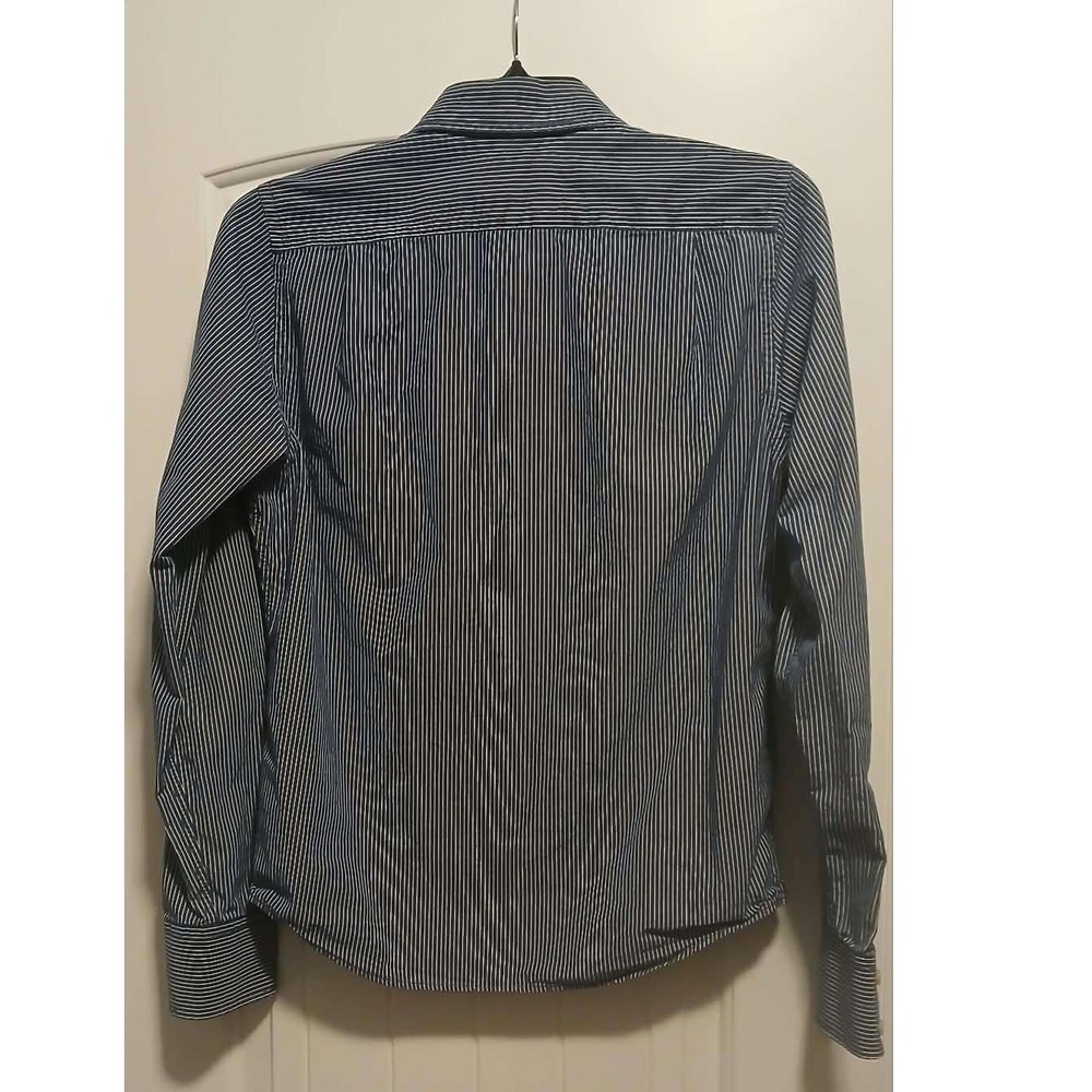 Hollister Mens Blue White Striped Long Sleeve Button Down Shirt Size M Cotton - Picture 2 of 4